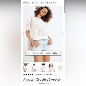 Madewell Atwater crochet top size XL